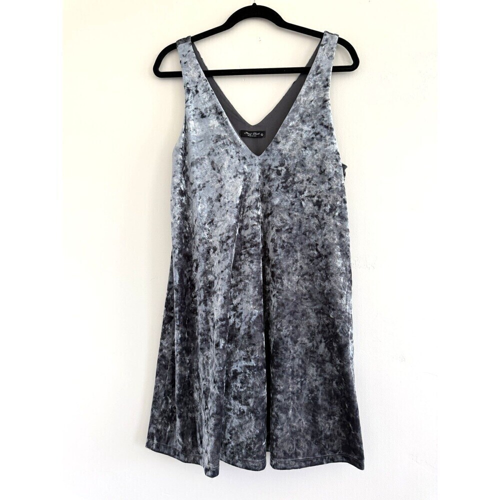 Final Touch dress L grey black mini casual V neck women sleeveless Boho